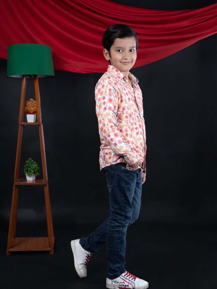 Blooms Galore: Boys' Multicolor Flowers Printed Shirt - Bebe Unicorn
