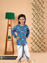 Blue Kurta Dhoti ensemble - Bebe Unicorn