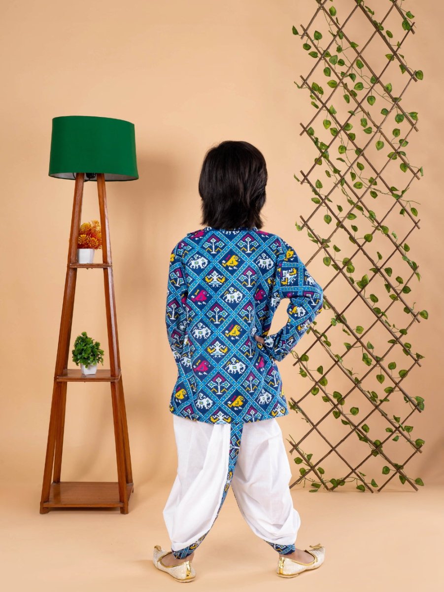 Blue Kurta Dhoti ensemble - Bebe Unicorn