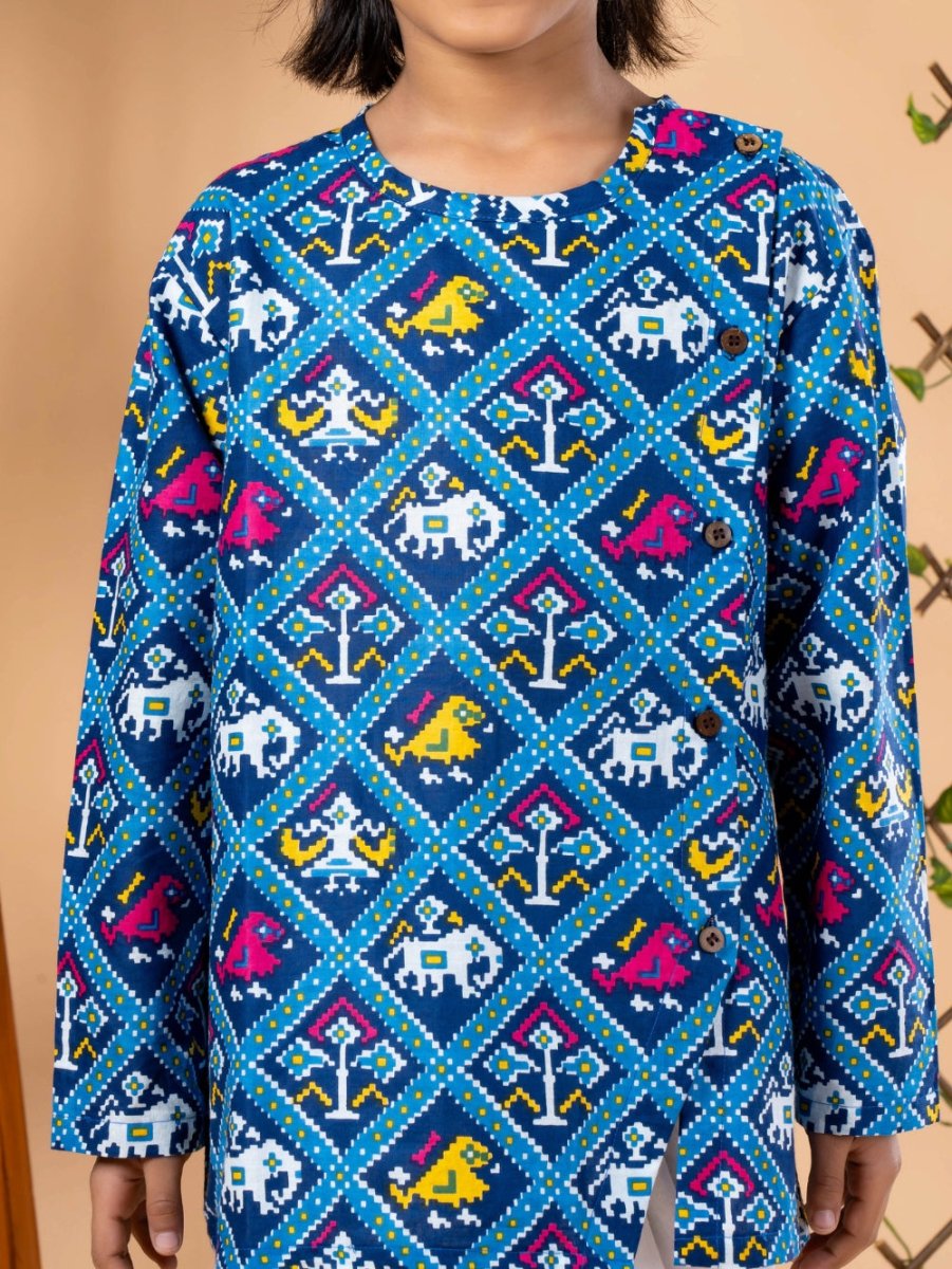 Blue Kurta Dhoti ensemble - Bebe Unicorn