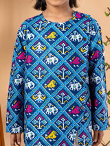 Blue Kurta Dhoti ensemble - Bebe Unicorn