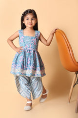 Blue & Pink Floral Rakhi Ethnic Wear for Girls - Bebe Unicorn