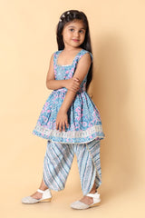 Blue & Pink Floral Rakhi Ethnic Wear for Girls - Bebe Unicorn