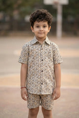 Boys Casual Geometric Print Cotton Coord Set