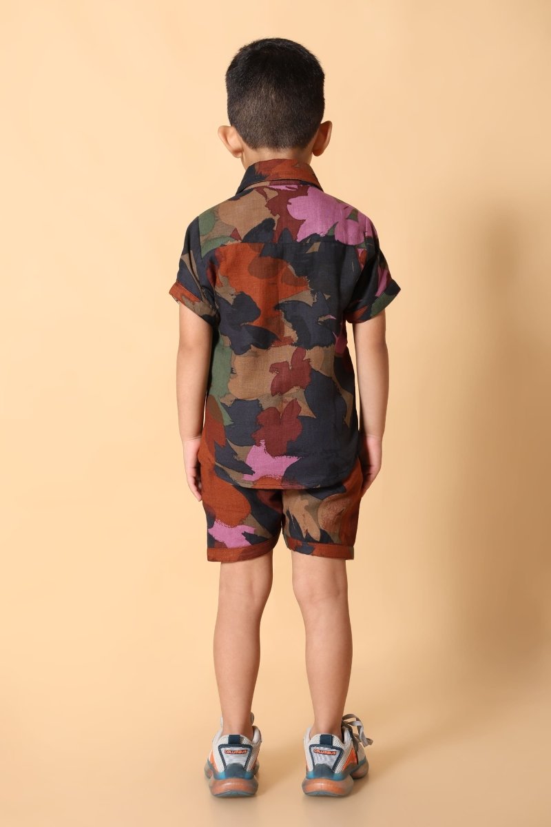 Camo Print Muslin Boys Shirt & Shorts Coord Set Clothing Set - Bebe Unicorn