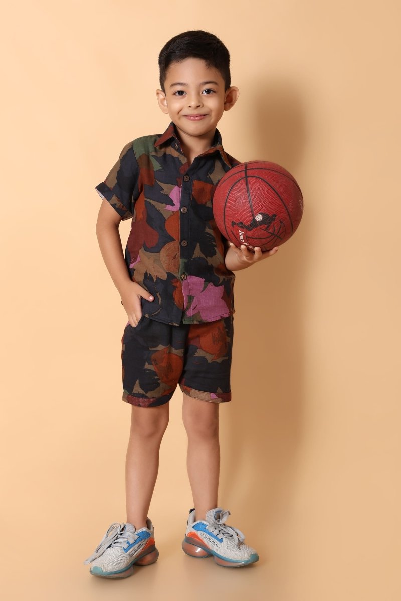 Camo Print Muslin Boys Shirt & Shorts Coord Set Clothing Set - Bebe Unicorn