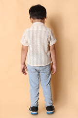 Cream Crochet Shirt – Elegant 4 Year Boy Dress Top - Bebe Unicorn