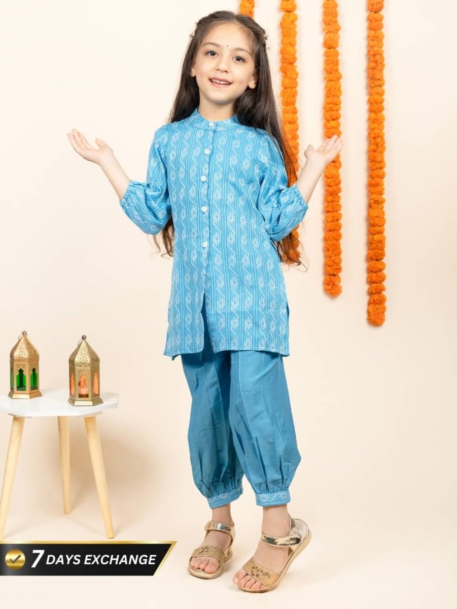 Dazzling Blue Dhoti - Kurti Duo - Bebe Unicorn