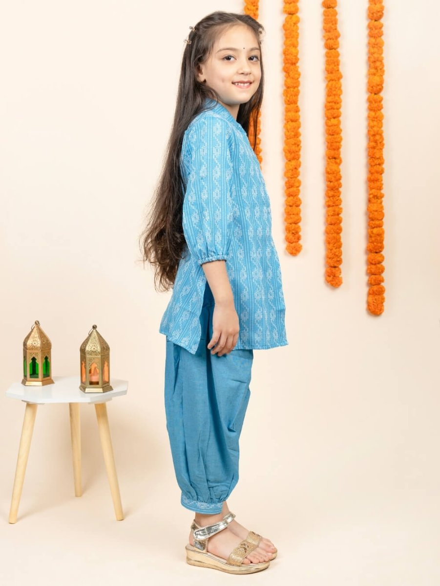 Dazzling Blue Dhoti - Kurti Duo - Bebe Unicorn