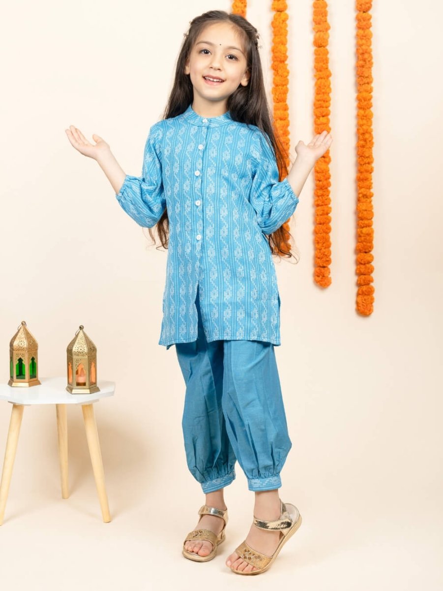 Dazzling Blue Dhoti - Kurti Duo - Bebe Unicorn