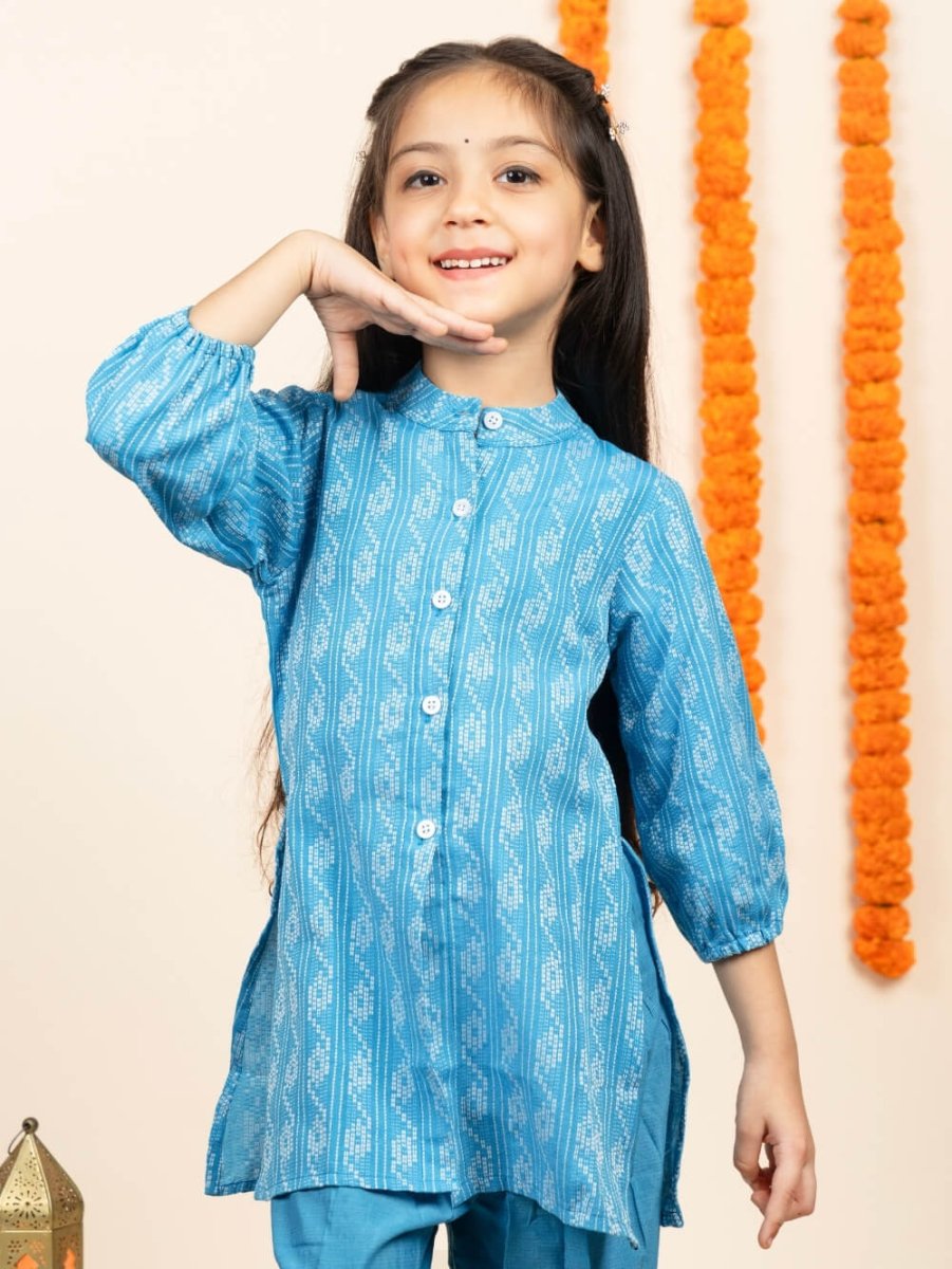 Dazzling Blue Dhoti - Kurti Duo - Bebe Unicorn