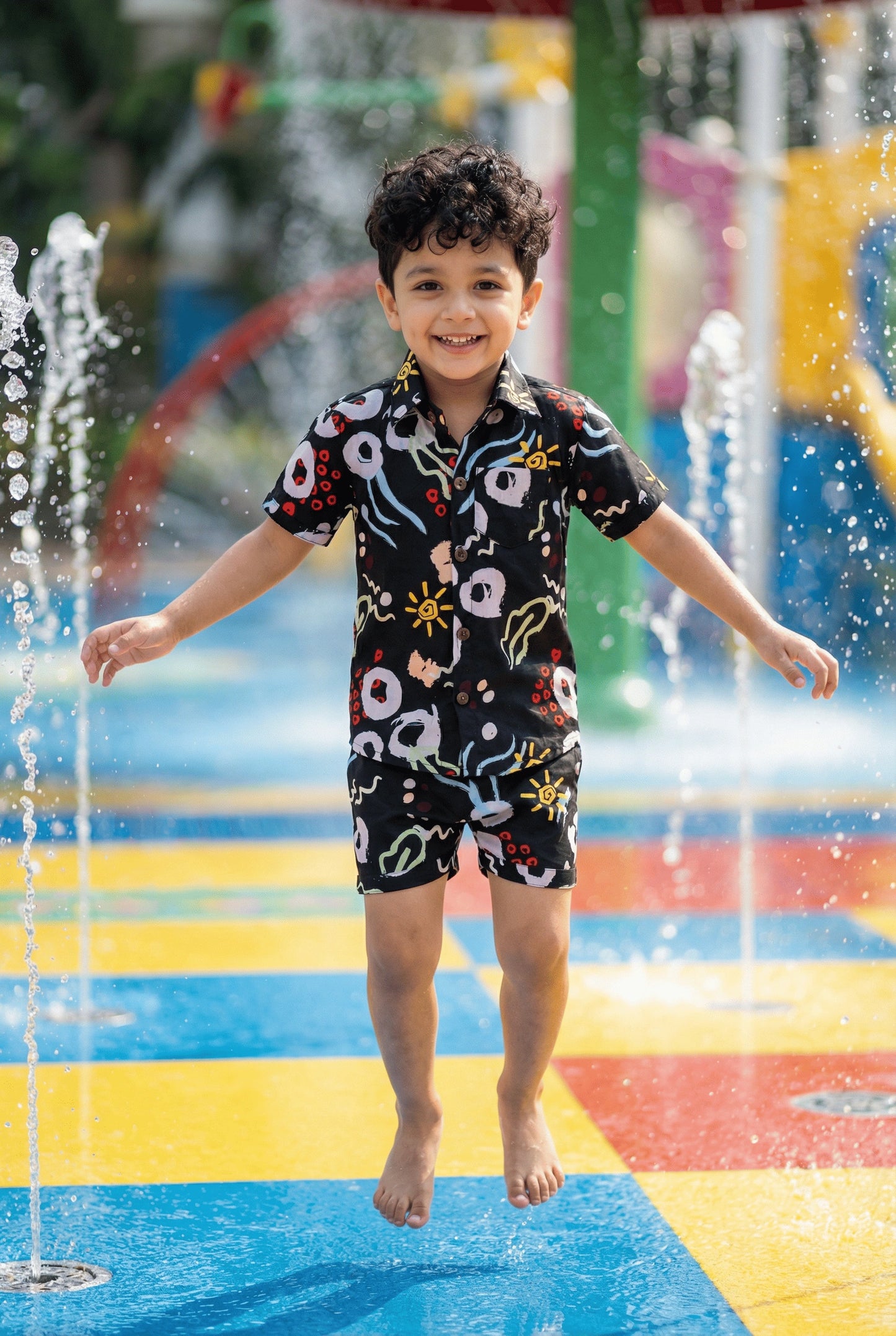 Printed Pure Cotton Boys Shirt & Shorts Coord Set Clothing Set