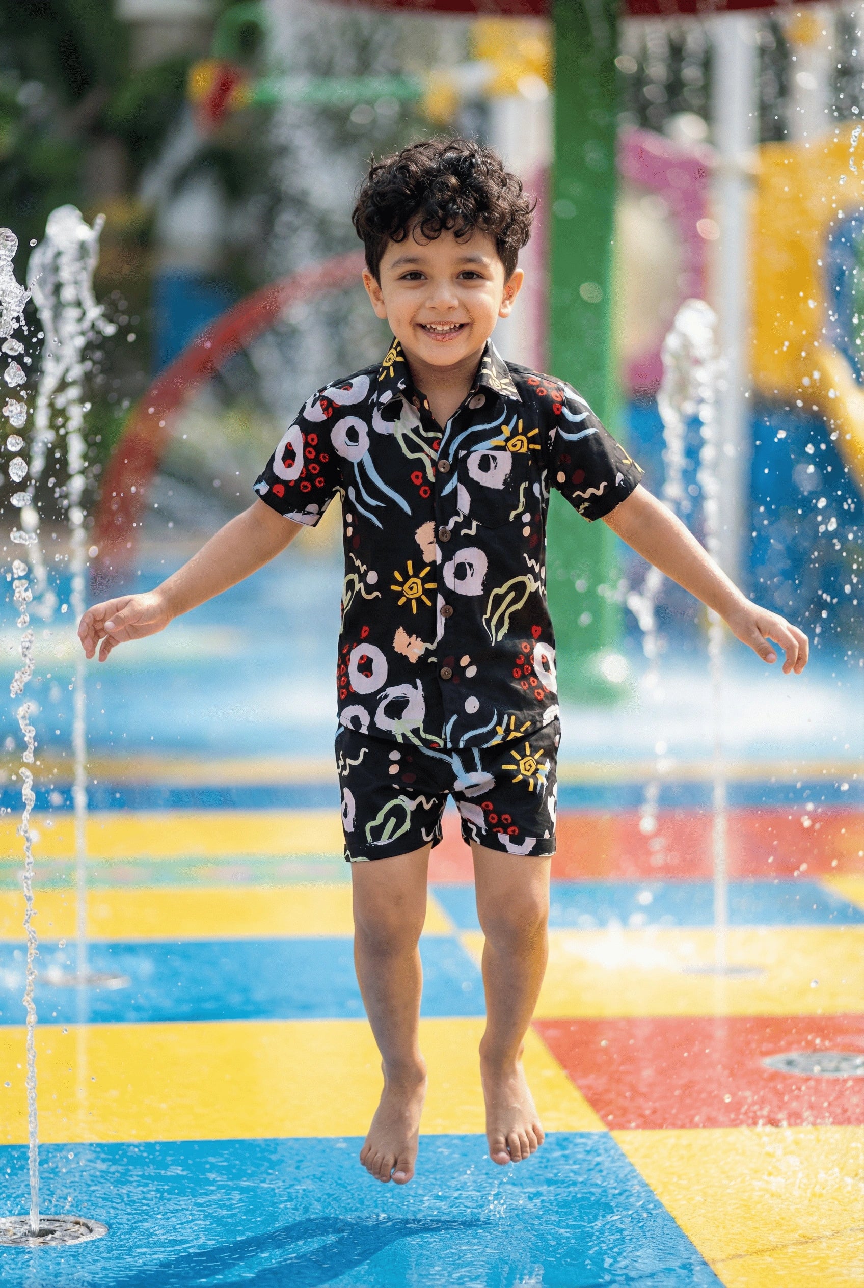 Printed Pure Cotton Boys Shirt & Shorts Coord Set Clothing Set