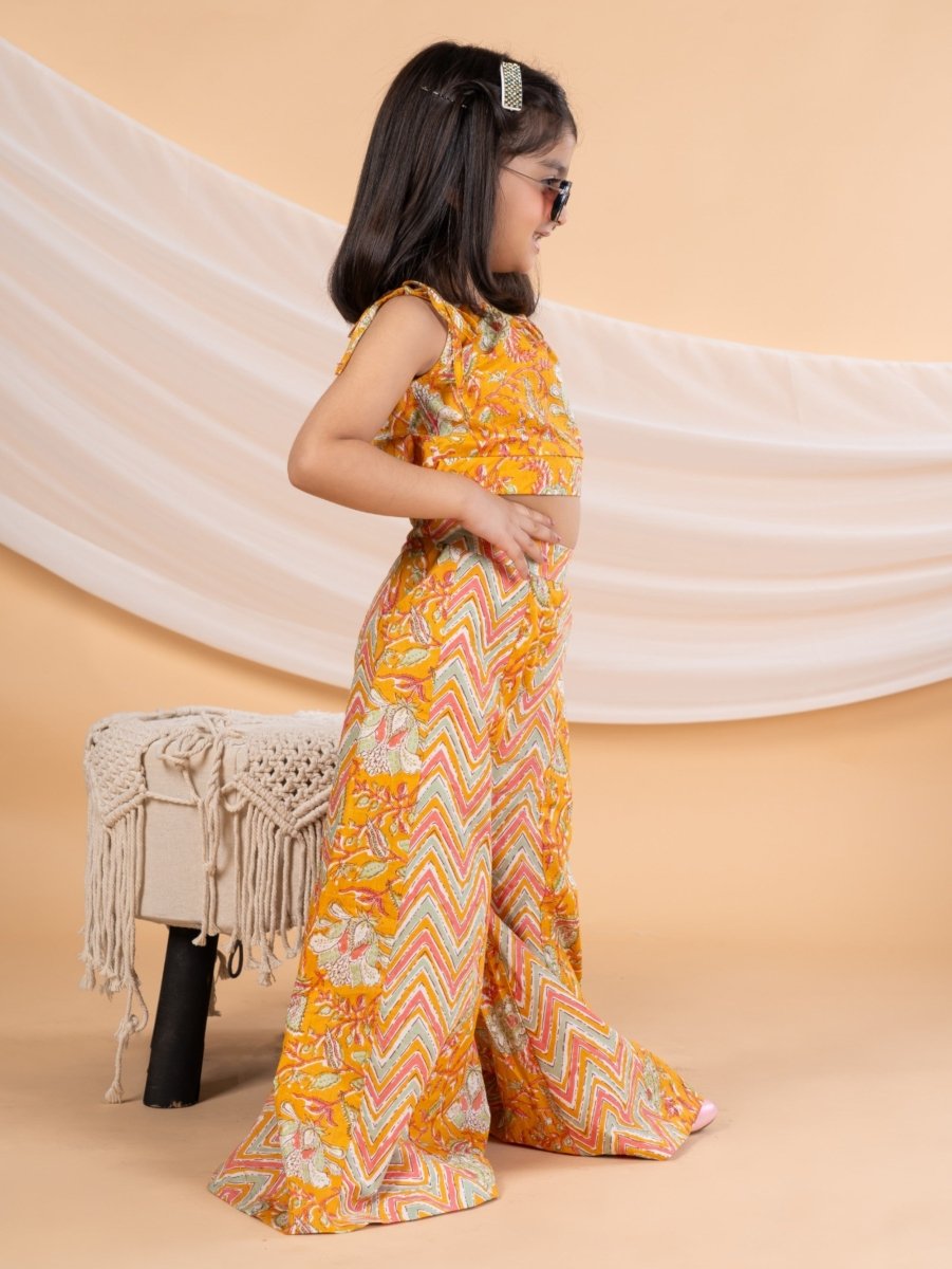 Floral Crop Top & Palazzo Set – Ethnic Party Wear Dress for Girls - Bebe Unicorn