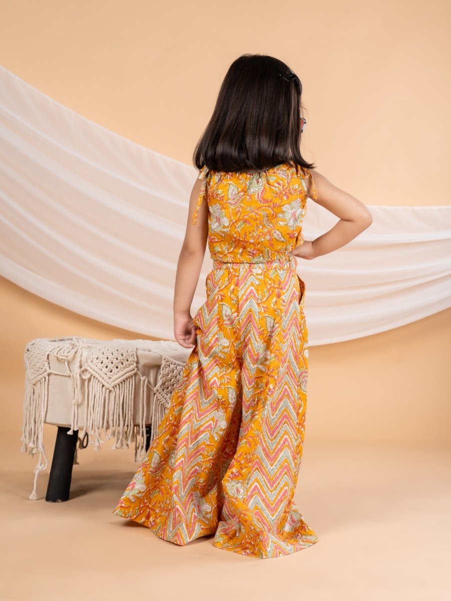 Floral Crop Top & Palazzo Set – Ethnic Party Wear Dress for Girls - Bebe Unicorn