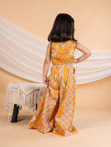 Floral Crop Top & Palazzo Set – Ethnic Party Wear Dress for Girls - Bebe Unicorn