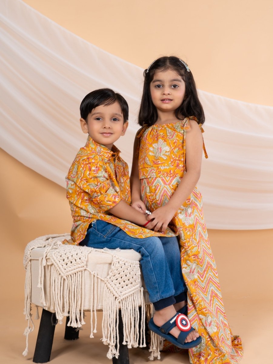 Floral Crop Top & Palazzo Set – Ethnic Party Wear Dress for Girls - Bebe Unicorn
