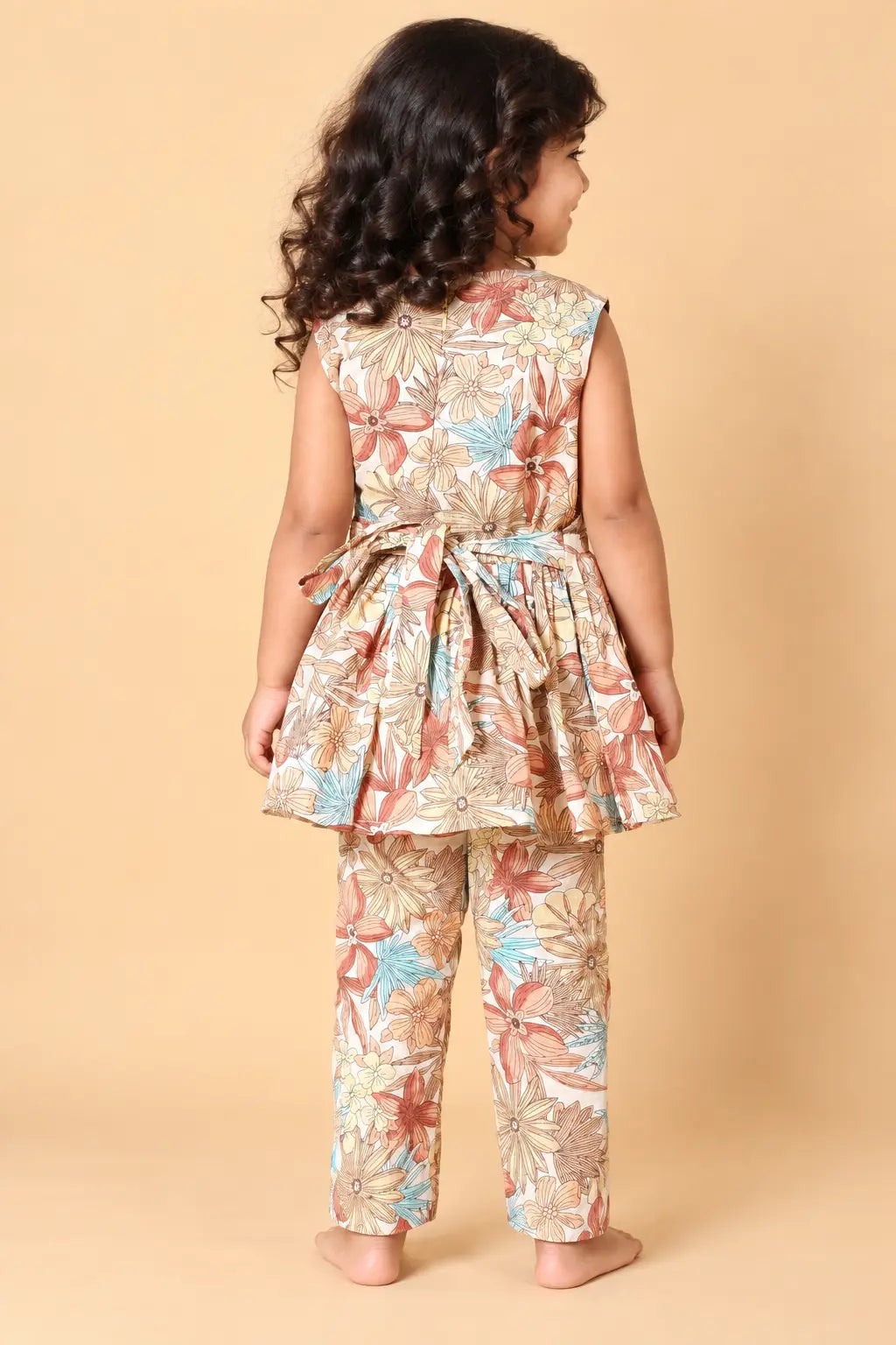 Girls Cream Vintage Floral Coord Set
