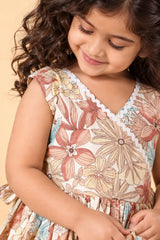 Girls Cream Vintage Floral Coord Set
