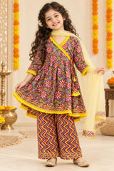 Girls multicolor angrakha kurta with palazzo – photo 1 | Bebe Unicorn
