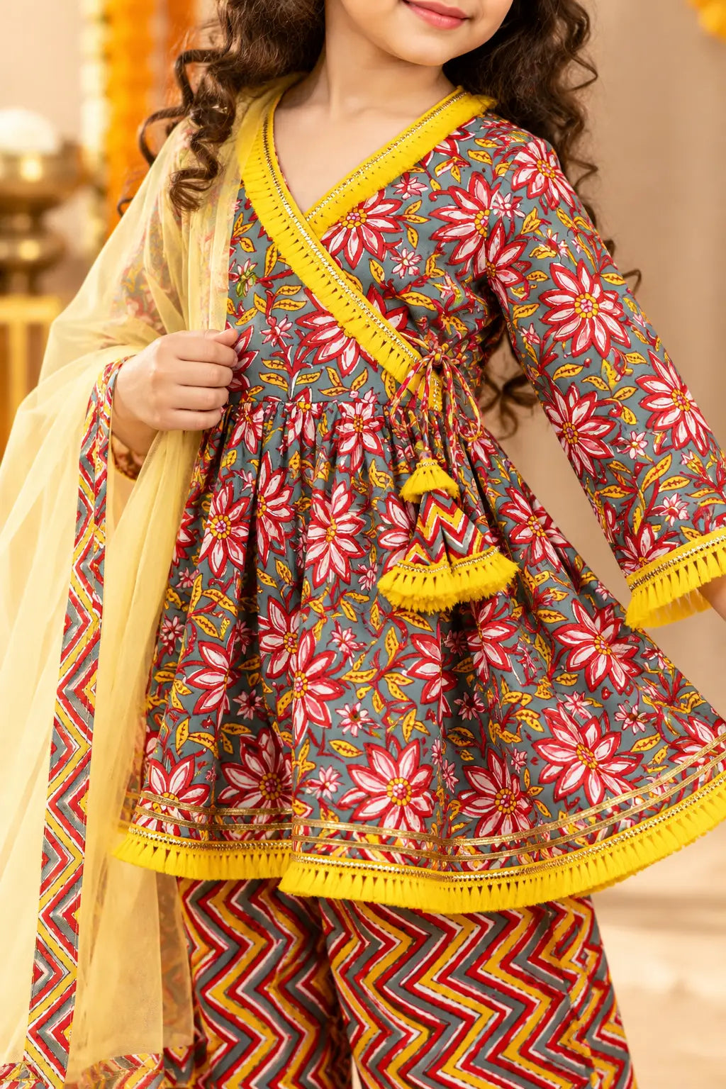 Girls multicolor angrakha kurta with palazzo – photo 4 | Bebe Unicorn