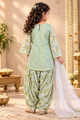Girls green printed patiala suit – photo 3 | Bebe Unicorn