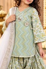 Girls green printed patiala suit – photo 4 | Bebe Unicorn