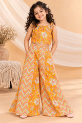 Floral Crop Top & Palazzo Set - Ethnic Party Wear Dress for Girls