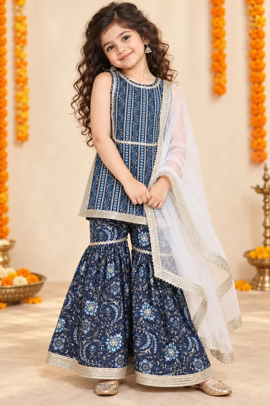 Navy Blue Pure Cotton Ensemble