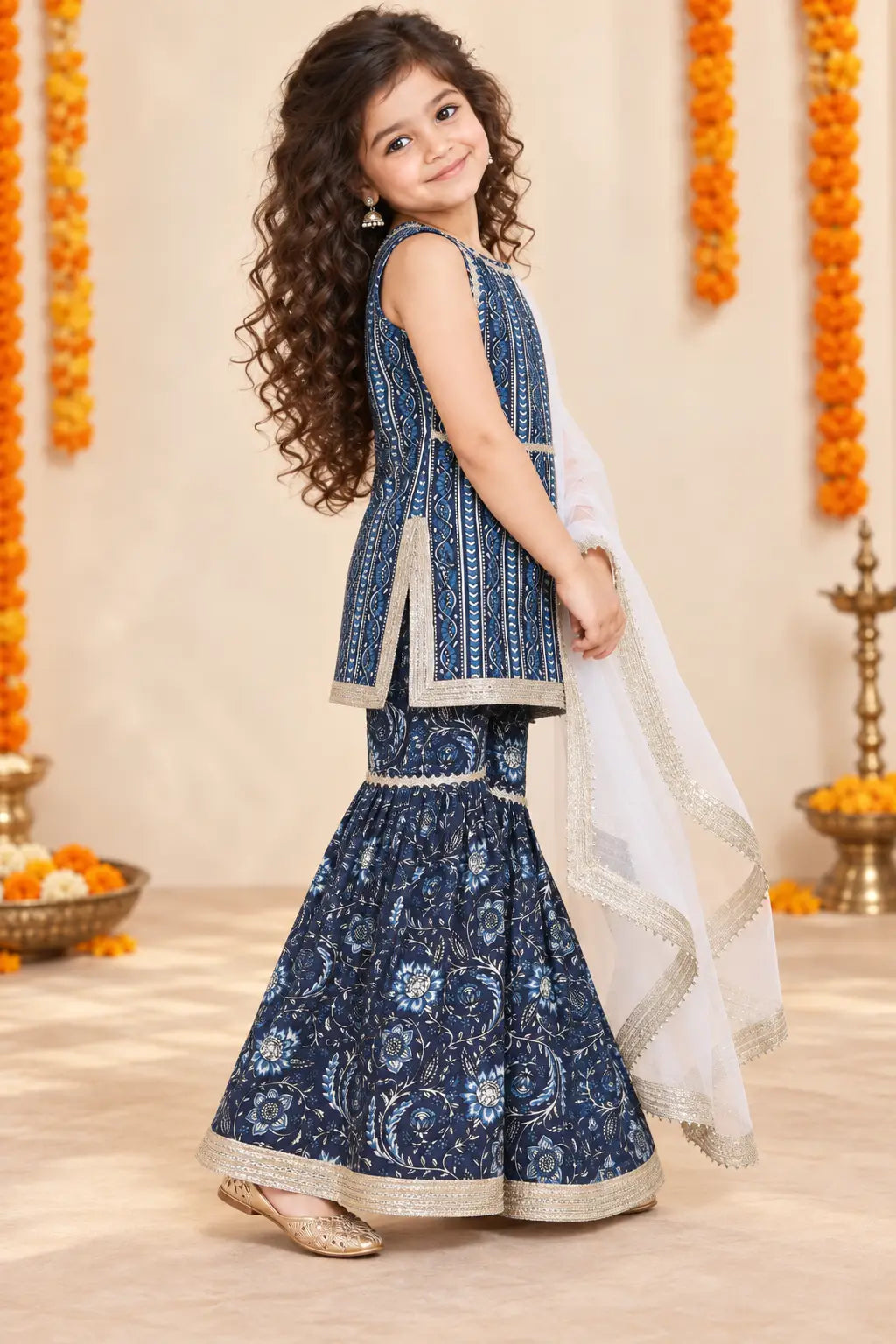 Navy Blue Pure Cotton Ensemble