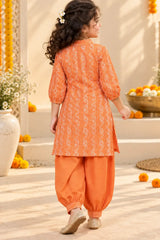 Orange Dhoti-Kurti Duo