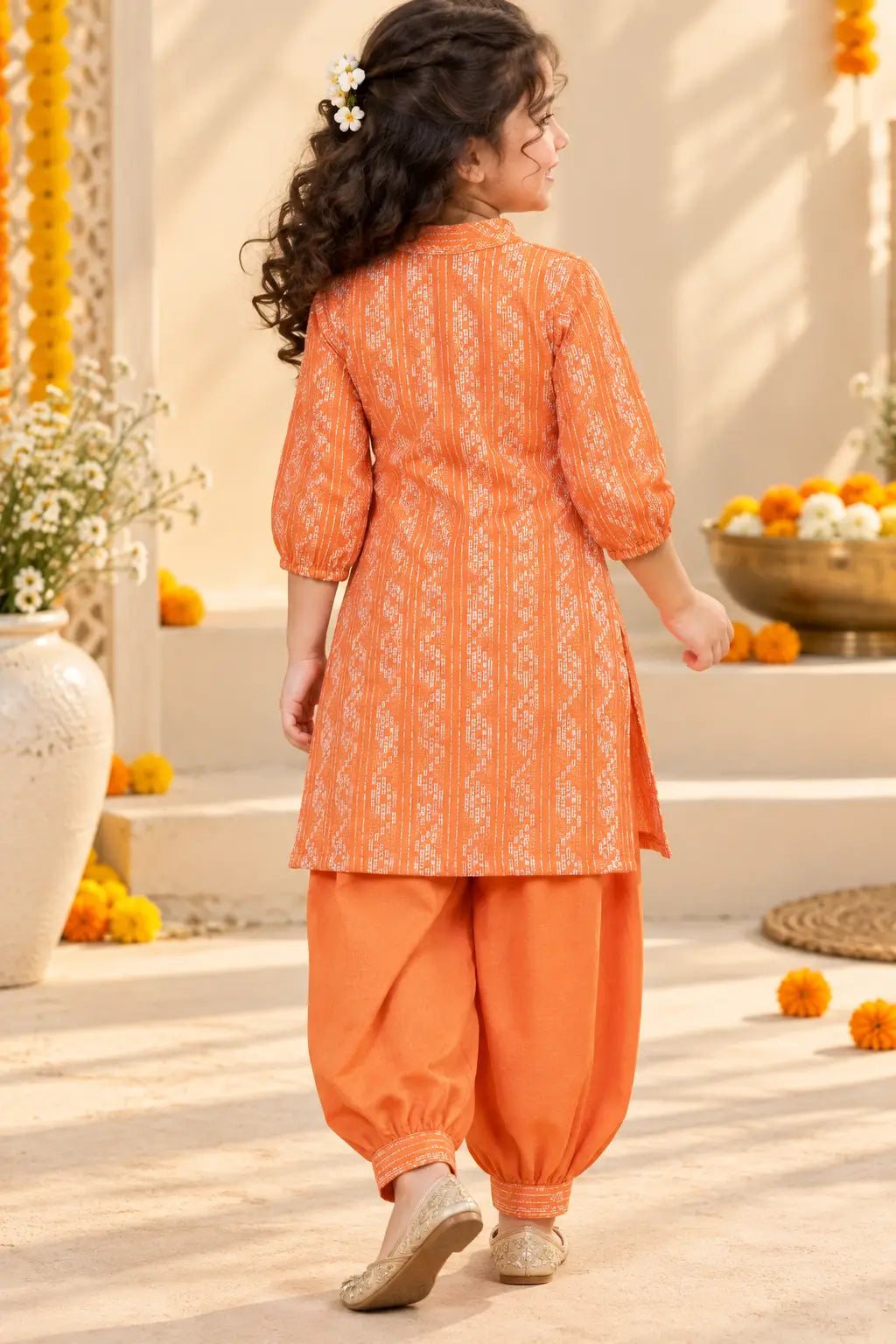 Orange Dhoti-Kurti Duo