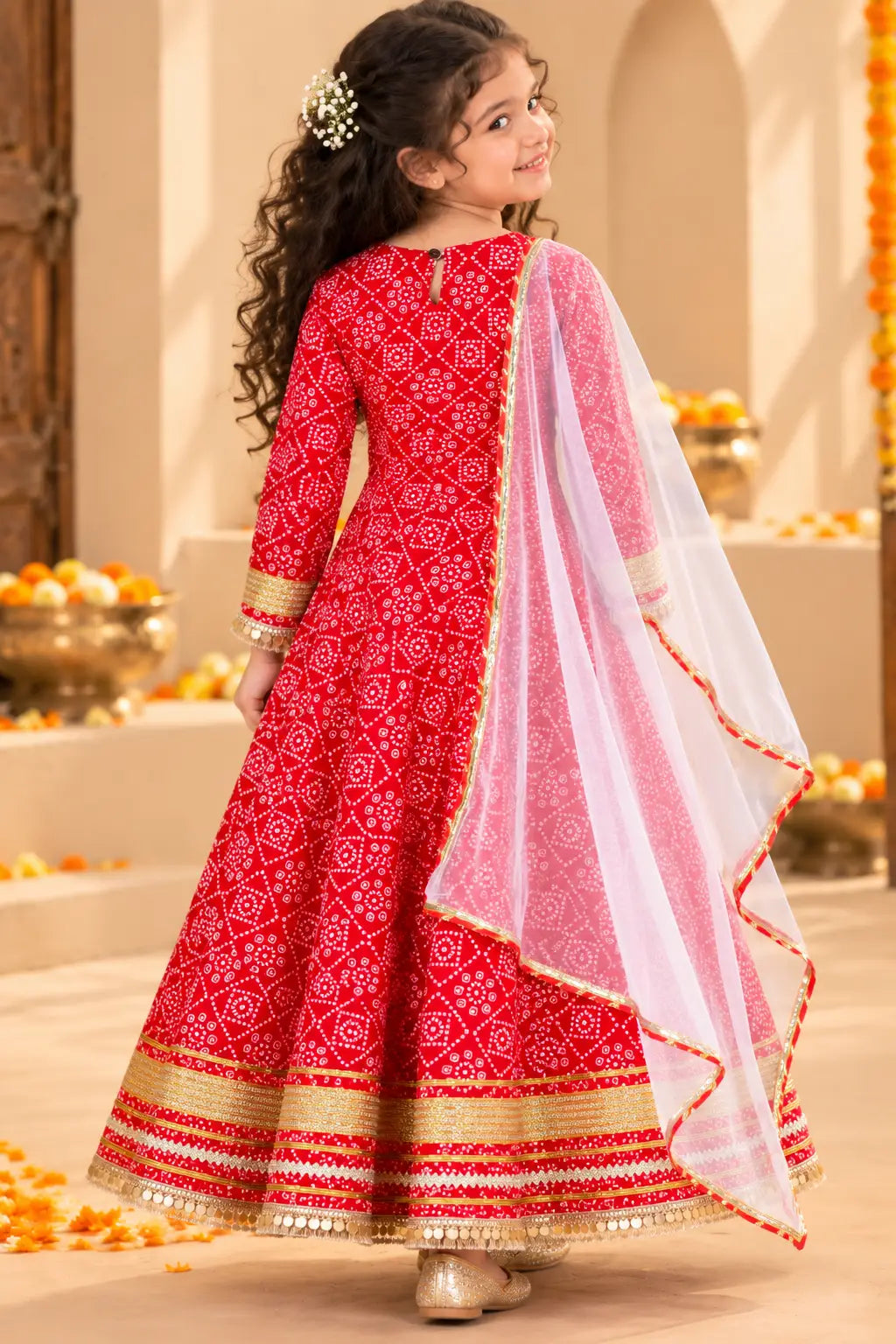 Girls red angrakha full flared kurti – photo 3 | Bebe Unicorn