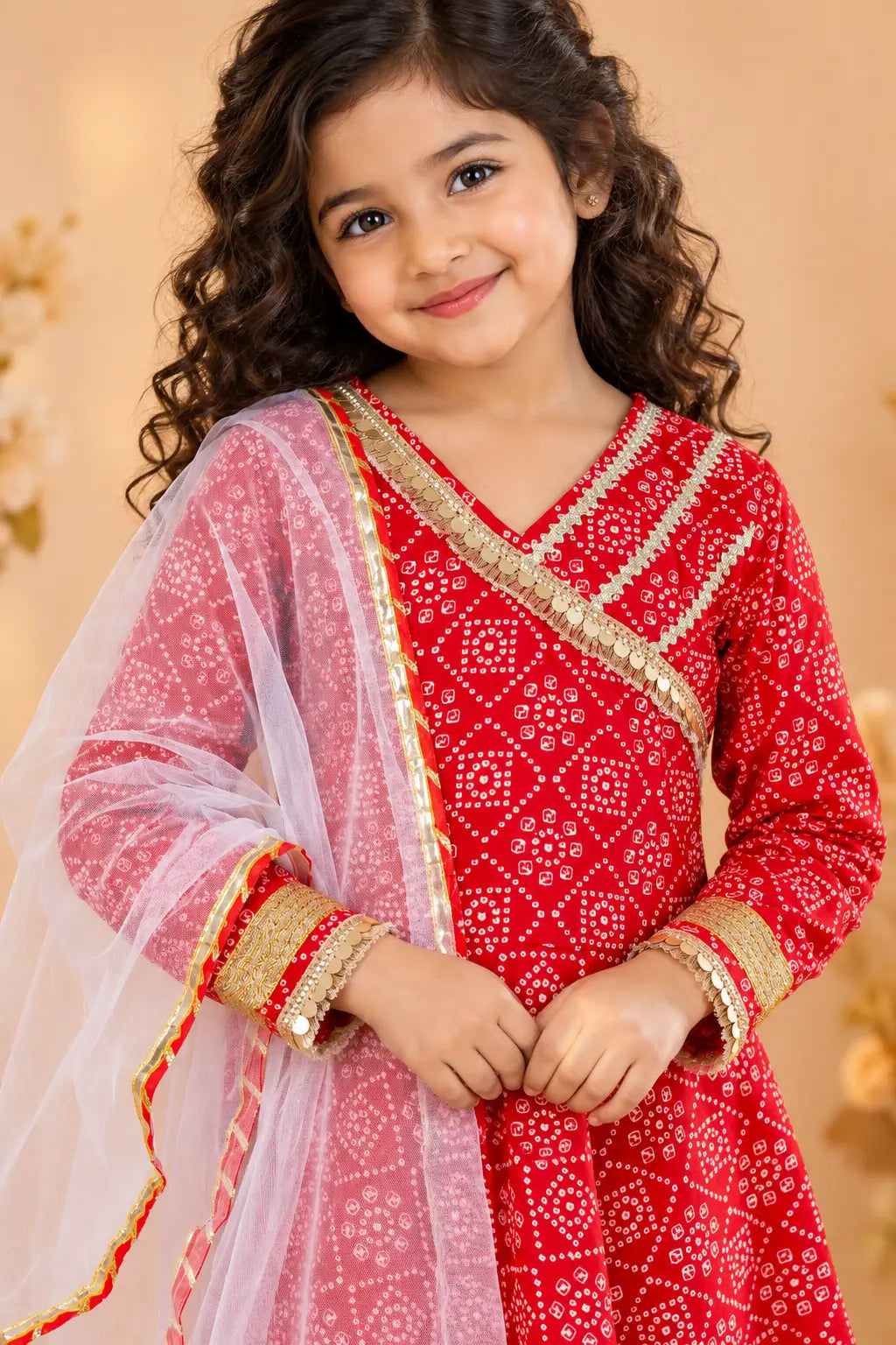 Girls red angrakha full flared kurti – photo 4 | Bebe Unicorn