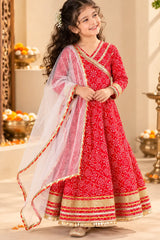 Girls red angrakha full flared kurti – photo 1 | Bebe Unicorn