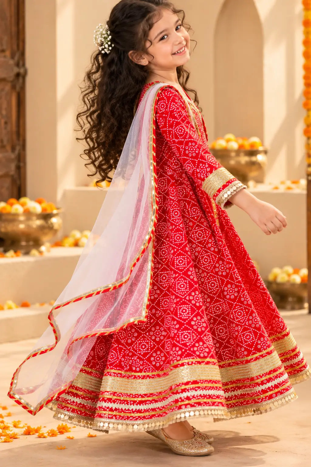 Girls red angrakha full flared kurti – photo 2 | Bebe Unicorn