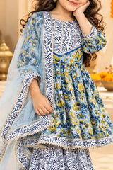 Girls floral print cotton kurta sharara set – photo 4 | Bebe Unicorn