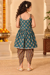 Girls Kurta Dhoti - Fun Green Ethnic Wear For Kids (2-8Y)