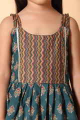 Green Kurti with Multicolor Dhoti Pant – Festive Wear - Bebe Unicorn