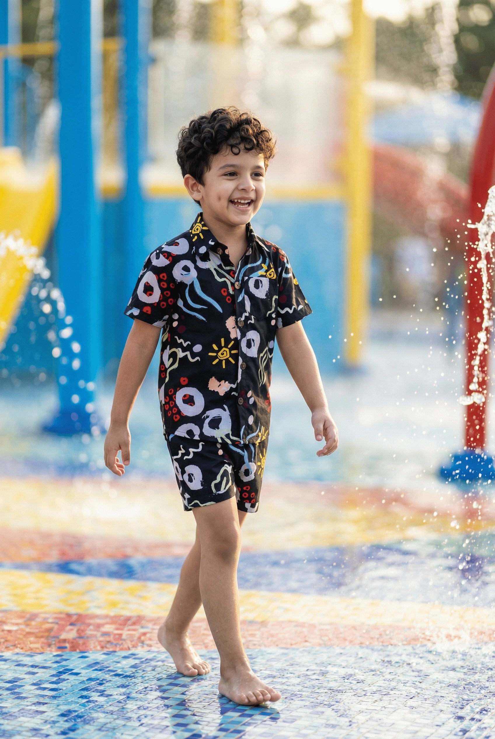 Printed Pure Cotton Boys Shirt & Shorts Coord Set Clothing Set