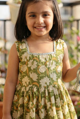 Olive Green Rakhi Dhoti Kurti Set for Girls Bebe Unicorn