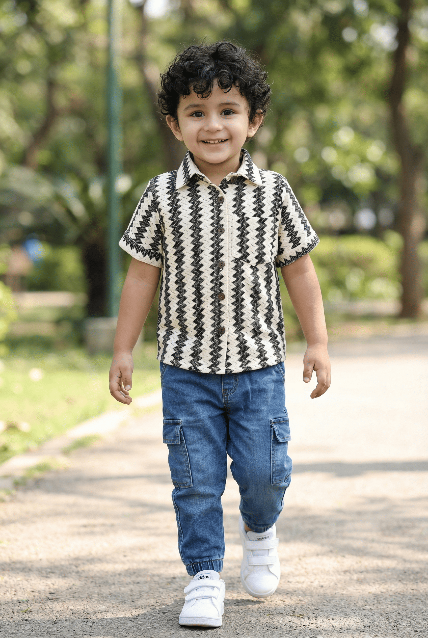 Black Zig-Zag Shirt - Trendy Kids Dress for Boys