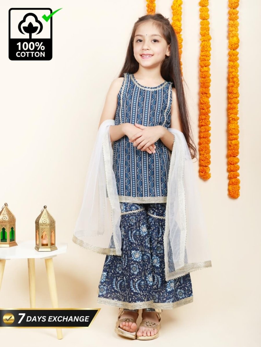 Navy Blue Pure Cotton Ensemble - Bebe Unicorn