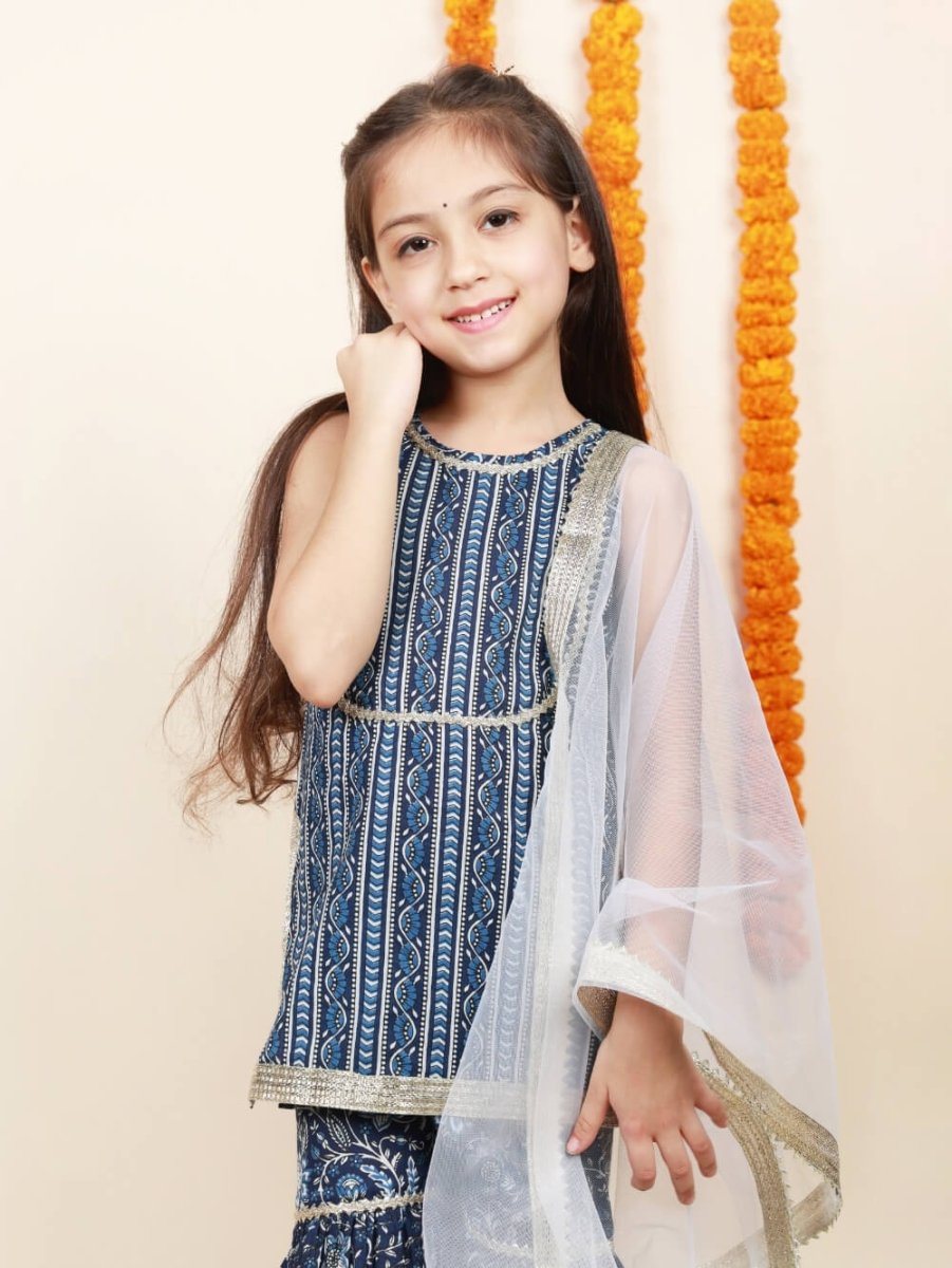 Navy Blue Pure Cotton Ensemble - Bebe Unicorn