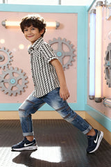 Zig-Zag Print Cotton Shirt - Kids Dress for Boys