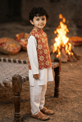 Mandarin Collar Pure Cotton Straight Kurta with Trouser and Jacket
