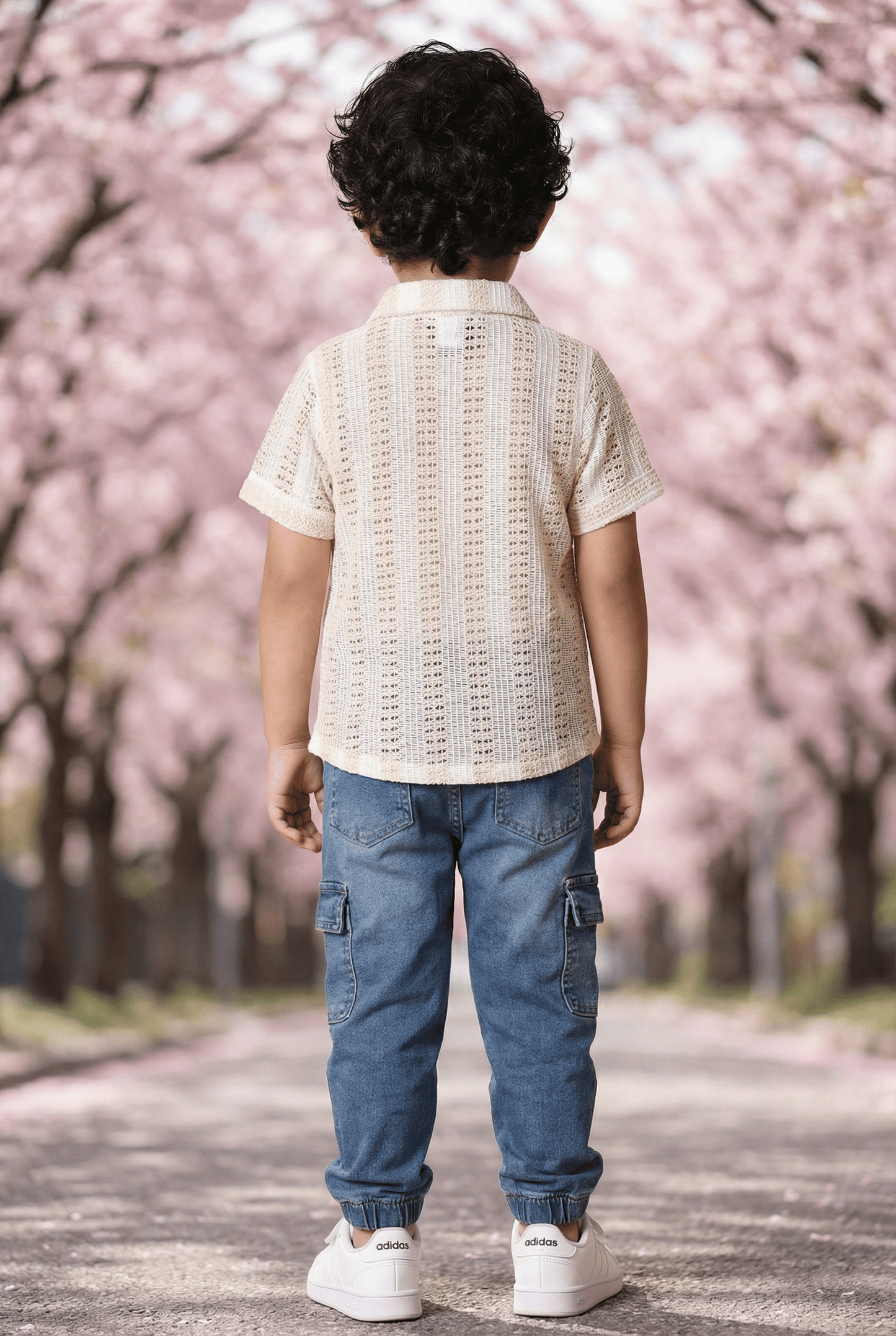 Cream Crochet Shirt - Elegant 4 Year Boy Dress Top
