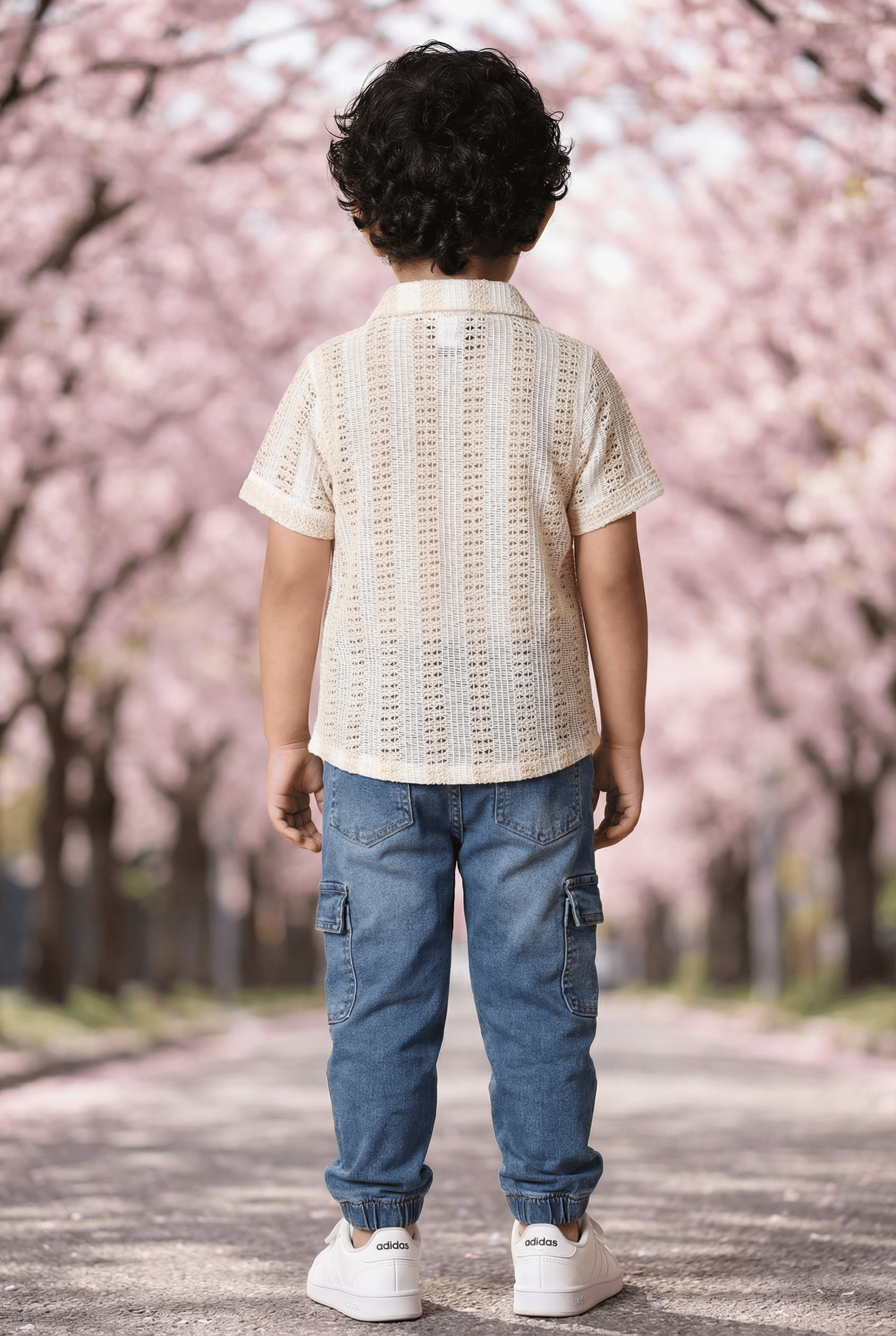 Cream Crochet Shirt - Elegant 4 Year Boy Dress Top