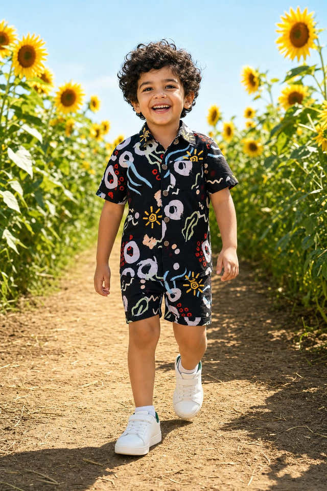 Boys Black Geometric Doodle Coord Set