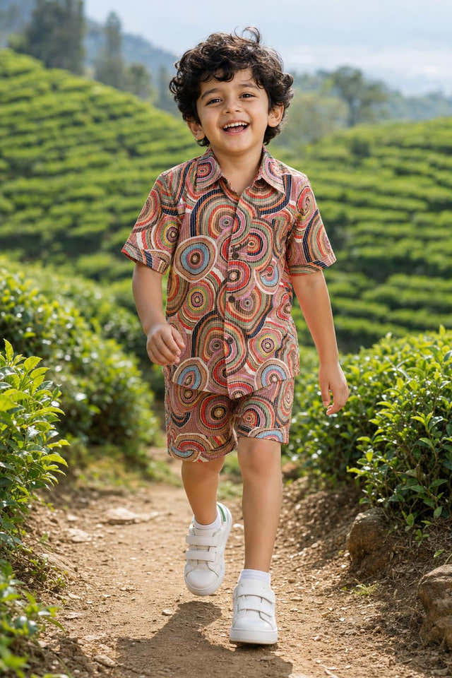 Boys Colorburst Multicolor Cotton Coord Set